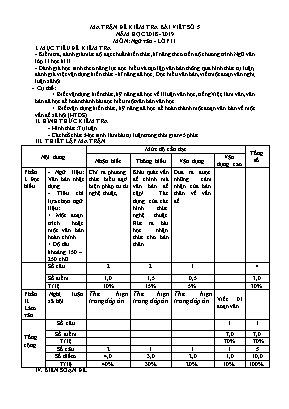 Đề kiểm tra bài viết số 5 môn Ngữ văn Lớp 11 - Năm học 2018-2019 - Trường PTDT Nội trú tỉnh Cao Bằng (Có đáp án)